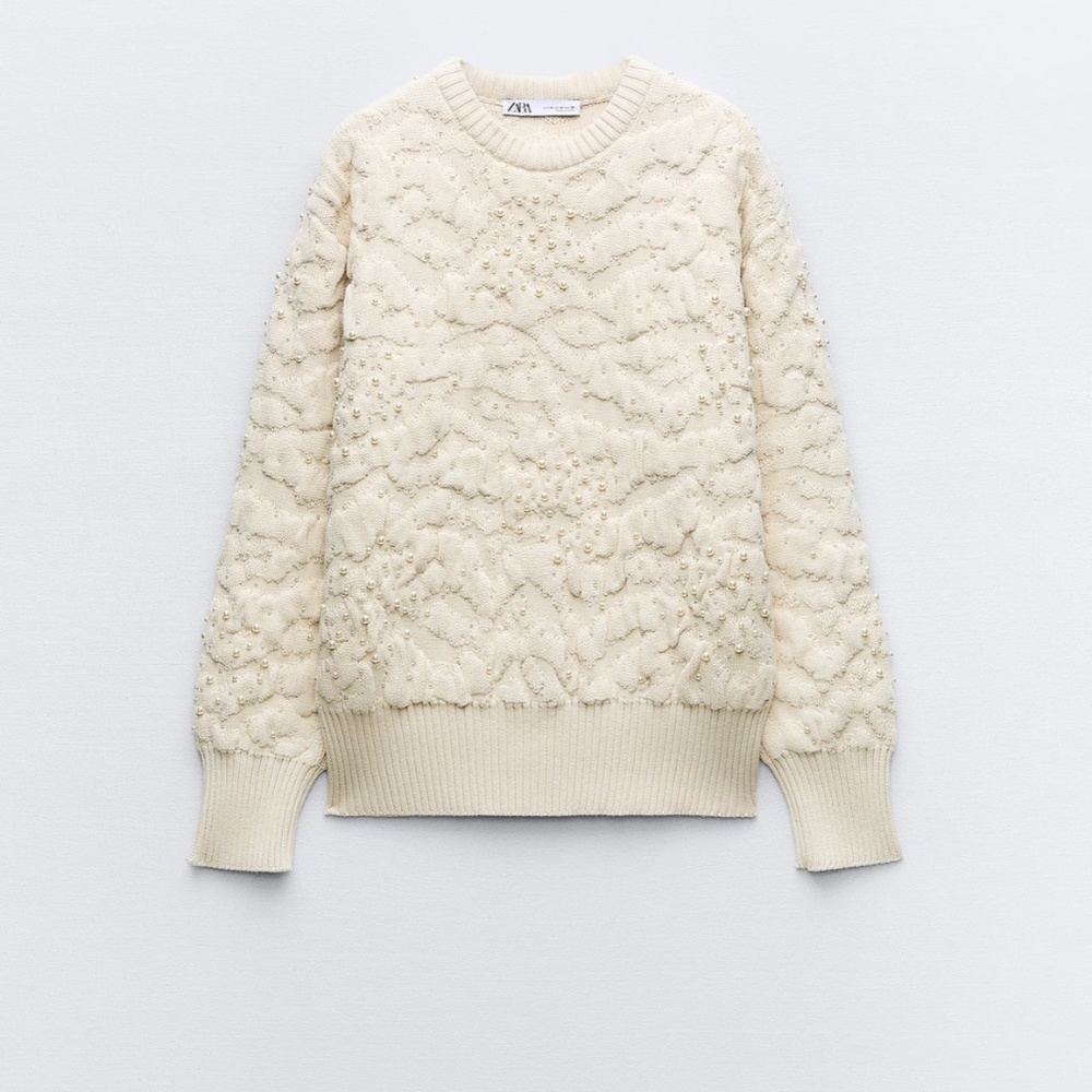 Zara pearl sweater NWT